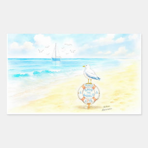 Adesivo Retangular Jon Seagull - Paz & Amor Salvam o Mundo