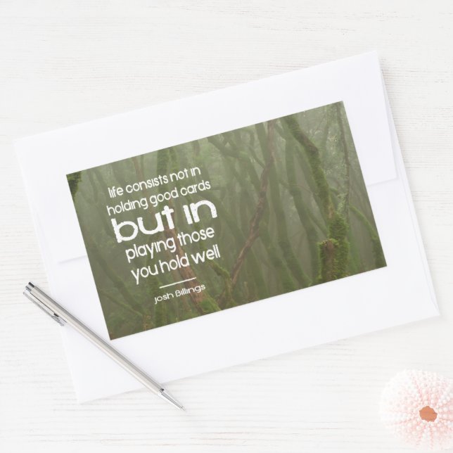 Adesivo Retangular Josh Billings - Citação Inspiracional "Jogue bem" (Envelope)