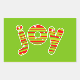 Adesivo Retangular JOY at Christmas, Red & Green Stripes