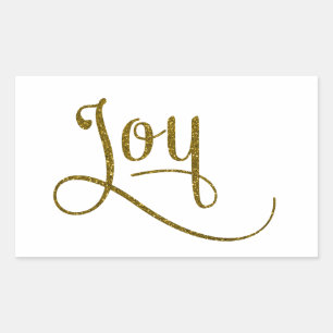 Adesivo Retangular Joy Script Dourado Glitter