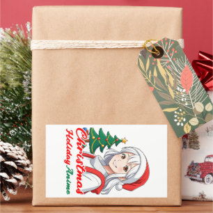Adesivo Retangular Joyful kawaii Girl - Animação de Natal