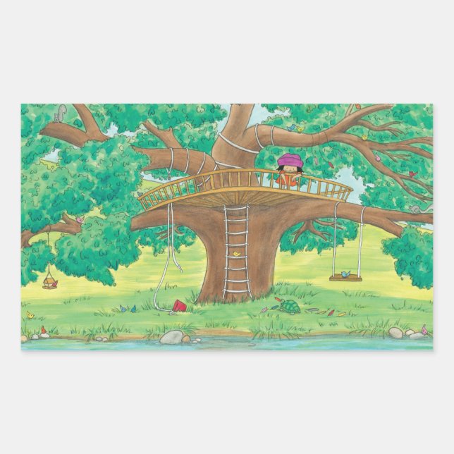 Adesivo Retangular Juntar autocolantes da árvore (Frente)