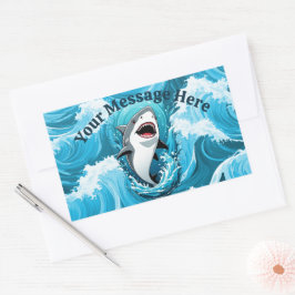 Adesivo Retangular Junte-se a nós para um tubarão mordido