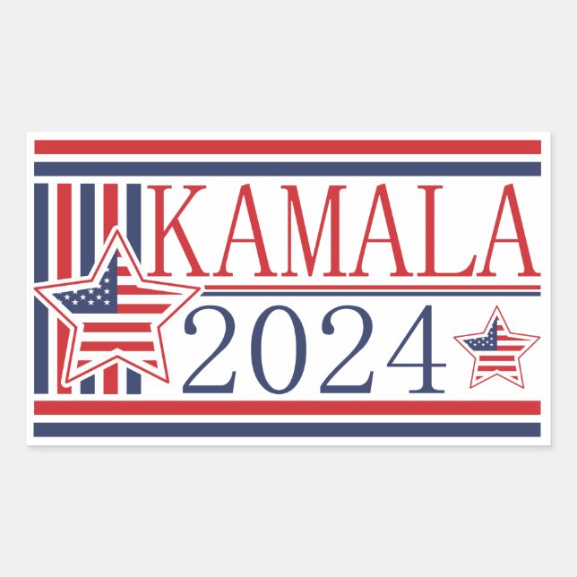 Adesivo Retangular Kamala 2024, candidato presidencial Sticker (Frente)