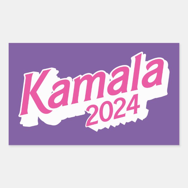 Adesivo Retangular Kamala 2024 Cor Rosa e Roxo (Frente)