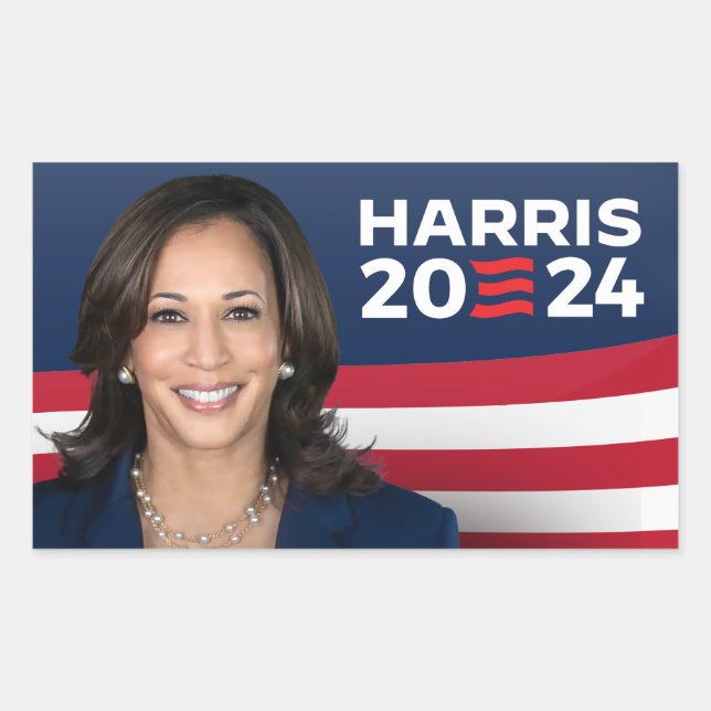 Adesivo Retangular Kamala Harris para o Presidente 2024 (Frente)