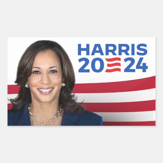 Adesivo Retangular Kamala Harris para o Presidente 2024 (Frente)