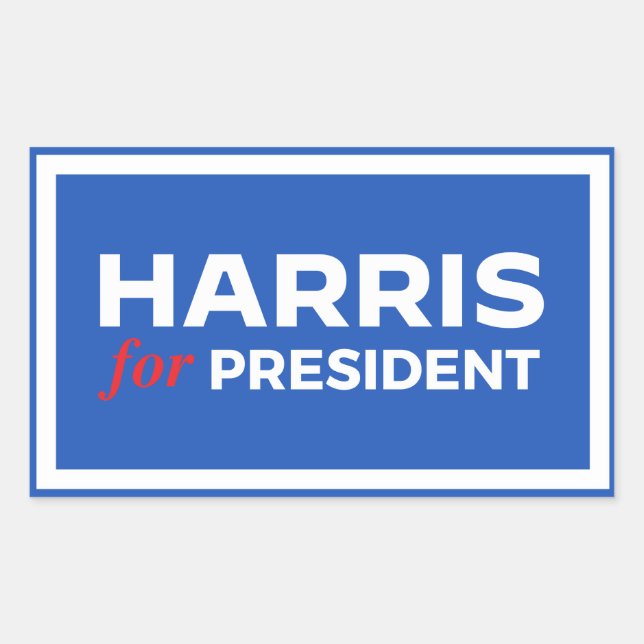Adesivo Retangular Kamala Harris para Presidente (Frente)