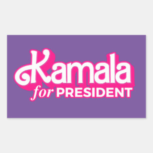 Adesivo Retangular Kamala para o Presidente Pink Style