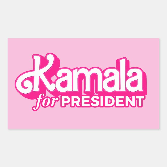 Adesivo Retangular Kamala para o Presidente Pink Style (Frente)