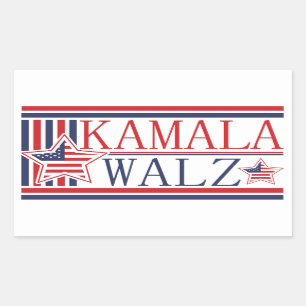 Adesivo Retangular Kamala, Walz 2024 Campanha de Bilhetes Democrático
