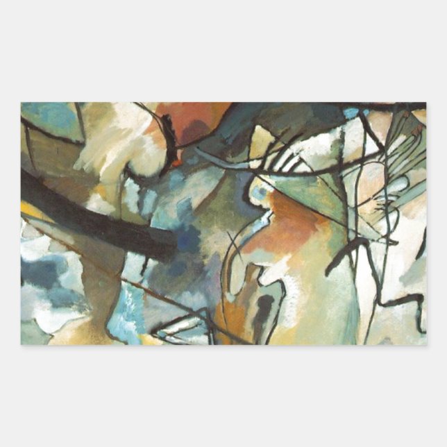 Adesivo Retangular Kandinsky Composition V Abstrato Pintura (Frente)