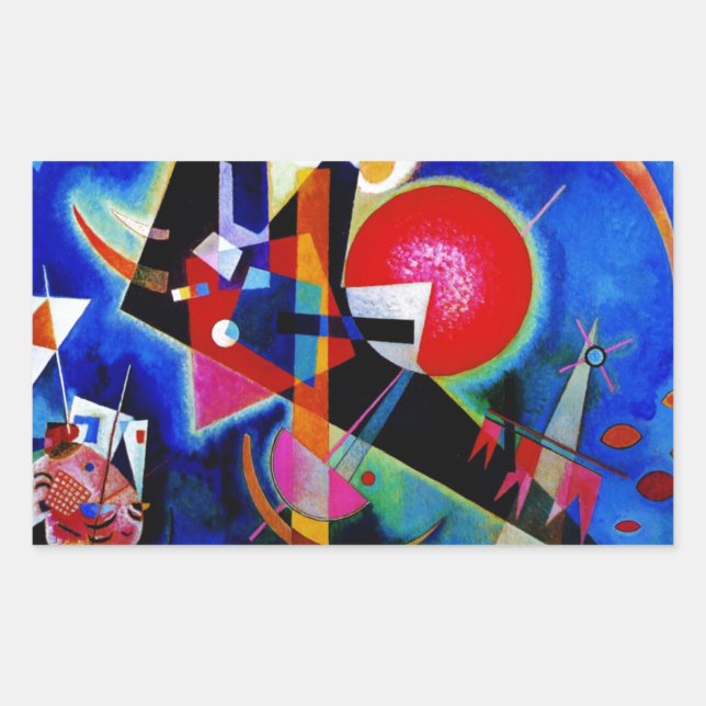 Adesivo Retangular Kandinsky na pintura de Abstrato azul (Frente)