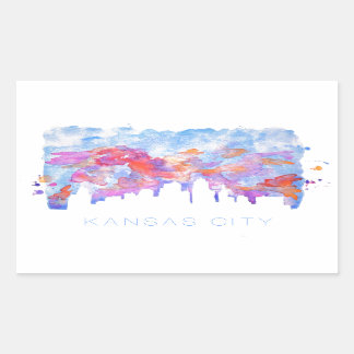 Adesivo Retangular Kansas City Skyline Watercolor