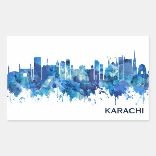 Adesivo Retangular Karachi Paquistão Skyline Blue