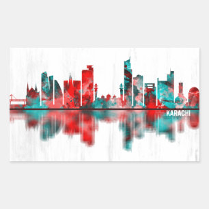 Adesivo Retangular Karachi Skyline Paquistão