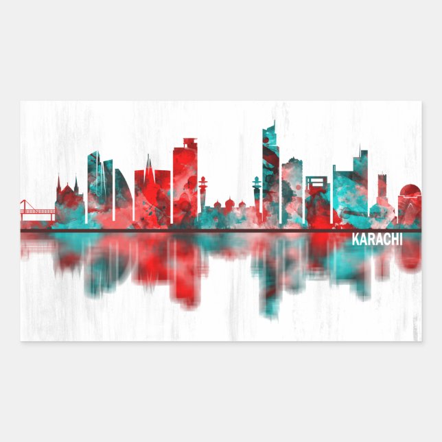 Adesivo Retangular Karachi Skyline Paquistão (Frente)