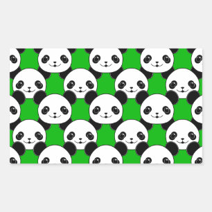 Adesivo Retangular Kawaii Panda Bear Pattern