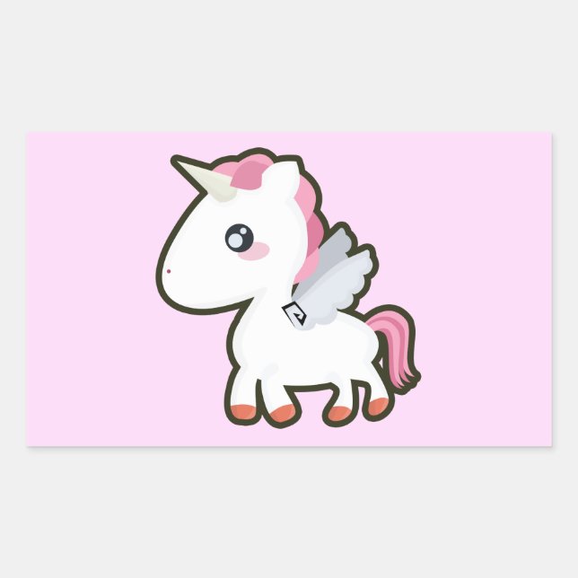 Adesivo Retangular Kawaii Unicorn (Frente)