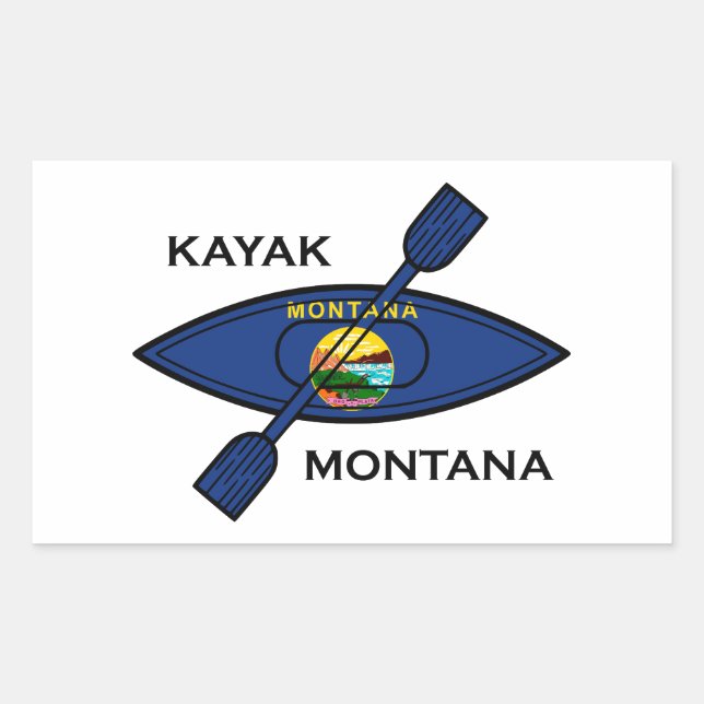 Adesivo Retangular Kayak Montana Flag (Frente)