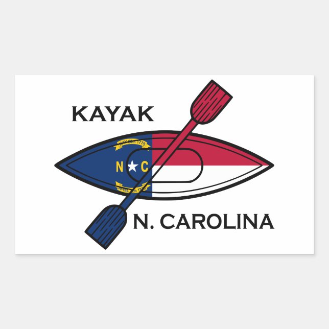 Adesivo Retangular Kayak North Carolina Flag (Frente)