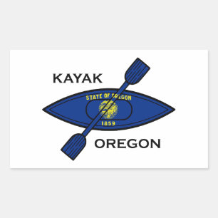 Adesivo Retangular Kayak Oregon Flag