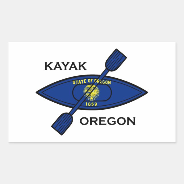 Adesivo Retangular Kayak Oregon Flag (Frente)
