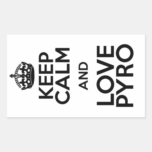 ADESIVO RETANGULAR KEEP CALM AND LOVE PYRO (Frente)