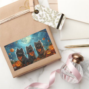 Adesivo Retangular Keeshond Halloween Spooky