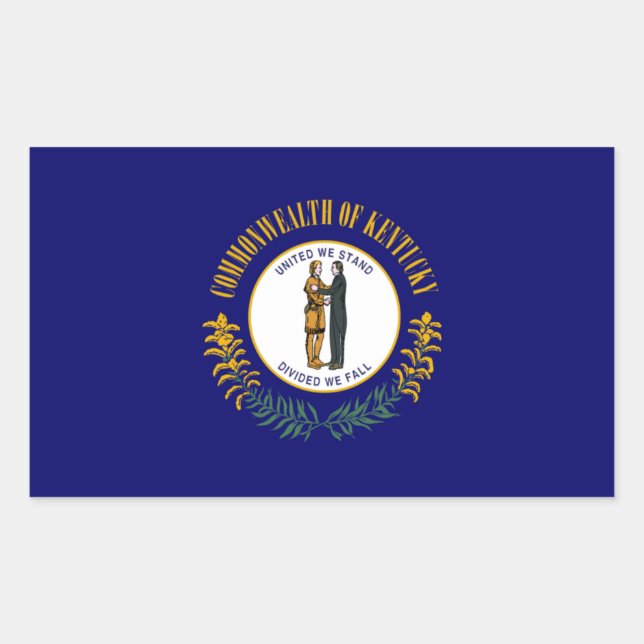 Adesivo Retangular Kentucky: Bandeira do Estado dos EUA Commonwealth  (Frente)