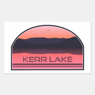 Adesivo Retangular Kerr Lake Virginia Norte Carolina Vermelho Sunrise