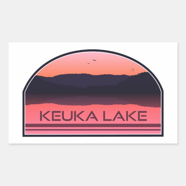 Adesivo Retangular Keuka Lake New York Red Sunrise (Frente)