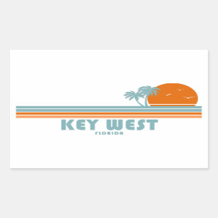 Adesivo Retangular Key West Florida Sun Palm Trees