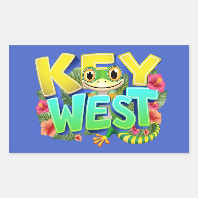 Adesivo Retangular Key West Gecko Florida (Frente)