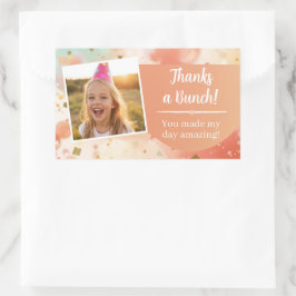 Adesivo Retangular Kids Birthday Photo Thanks a Bunch Pastel Confetti