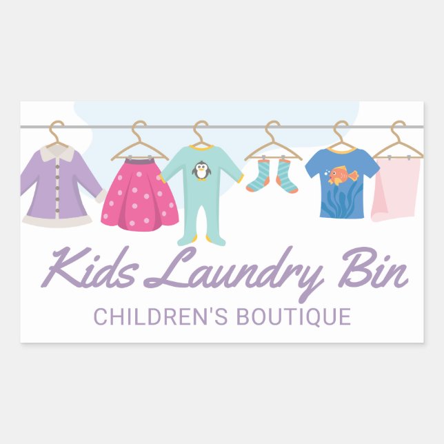 Adesivo Retangular Kids Clothing Store Boutique Sticker (Frente)