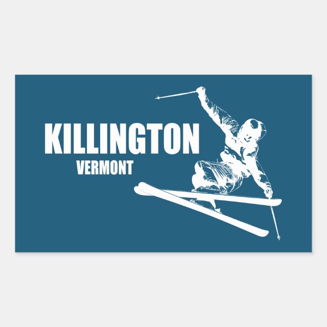 Adesivo Retangular Killington Vermont Skier (Frente)