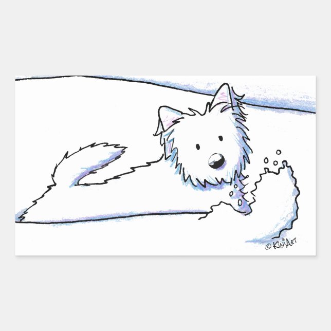 Adesivo Retangular KiniArt Snow Plow Westie (Frente)