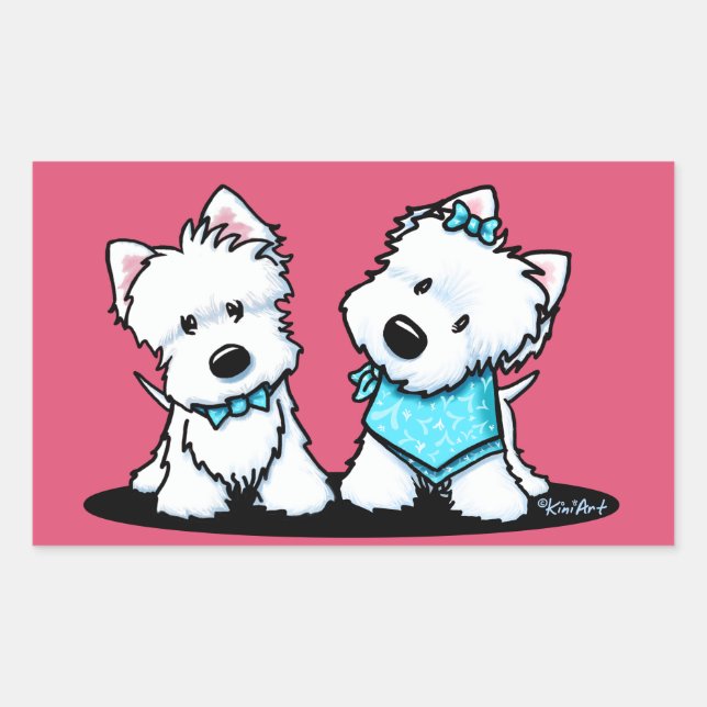 Adesivo Retangular KiniArt Westie Terriers (Frente)