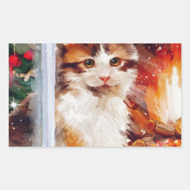 Adesivo Retangular Kitten Natal (Frente)