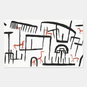 Adesivo Retangular Klee - Animais em uma Vara Retangular de Gabinete