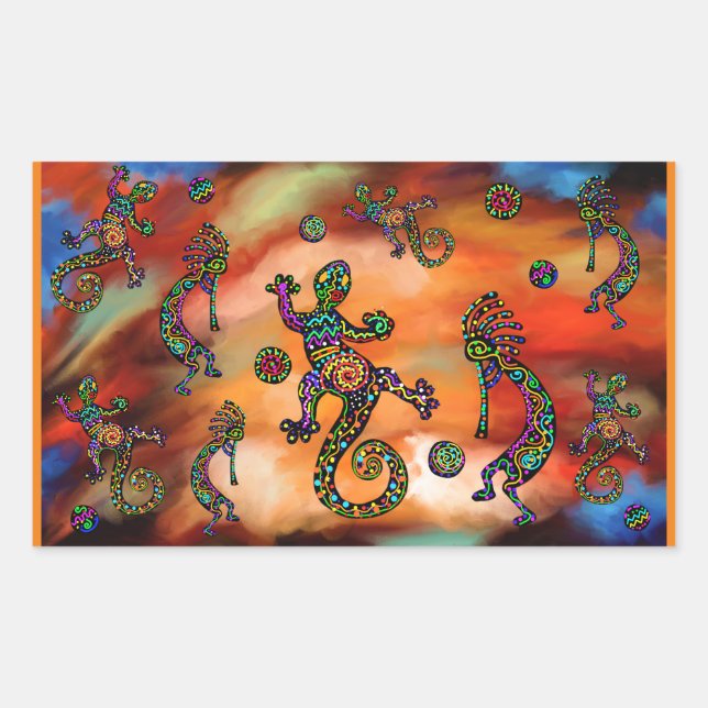 Adesivo Retangular Kokopelli Art (Frente)