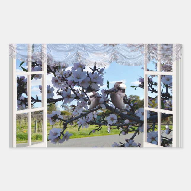 Adesivo Retangular Kookaburras Na Minha Janela, (Frente)