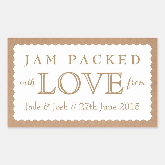 Adesivo Retangular Kraft Paper White Wedor Jam Jar Sticker (Frente)