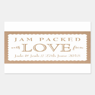 Adesivo Retangular Kraft Paper White Wedor Jam Jar Sticker