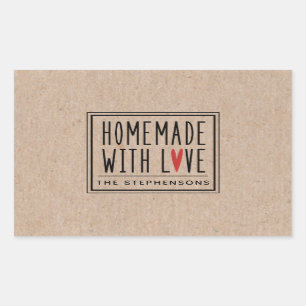 Adesivo Retangular Kraft Personalizado Feito Com Amor