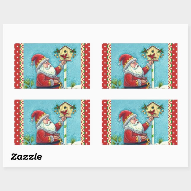 ADESIVO RETANGULAR KRIS KRINGLE ALIMENTAR AVES, NATAL BIRDHOUSE (Folha)