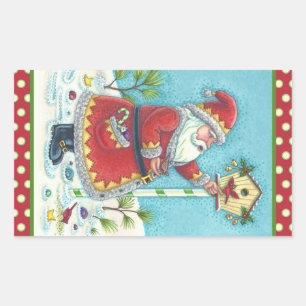 ADESIVO RETANGULAR KRIS KRINGLE & CARDINALS CHRISTMAS PAPAIS NOEIS
