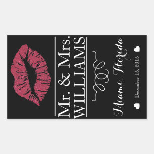 Adesivo Retangular lábios do centro de mesa de garrafas de vinho de C