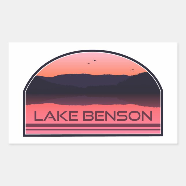 Adesivo Retangular Lago Benson North Carolina Red Sunrise (Frente)